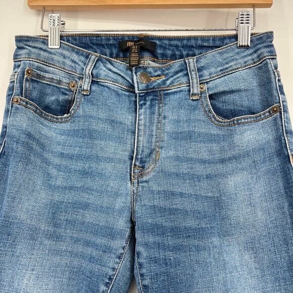 Frye Medium Wash Blue Skinny Jeans Mid Rise With Wiskering Women's 4 - Picture 3 of 8